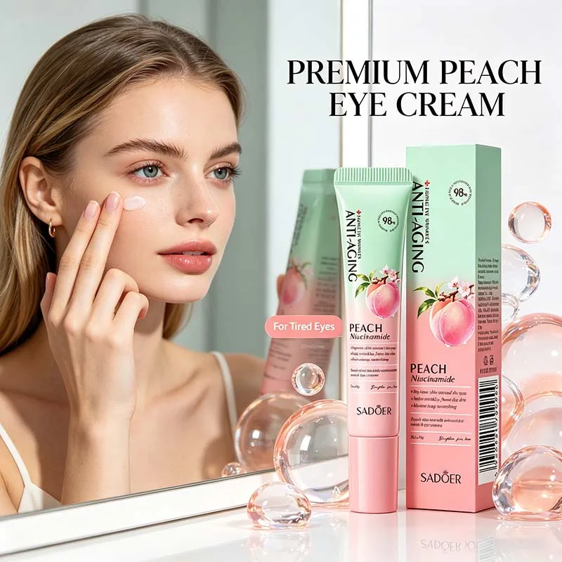 SADOER Peach Niacinamide Anti-Aging Eye Cream Anti Dark Circles Reduce Fine Lines Improve Dull Skin Moisturizing Eye Care