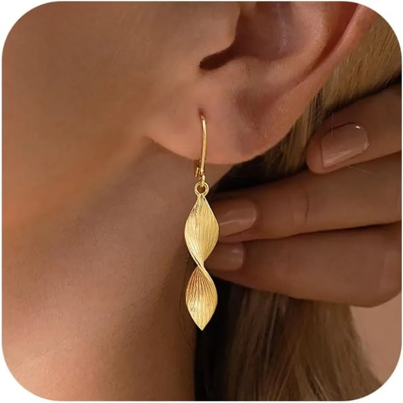 14K Gold Plated Lightweight Hypoallergenic Teardrop Drop Earrings, Trendy Leverback Jewelry for Sensitive Ears Vacation Wear