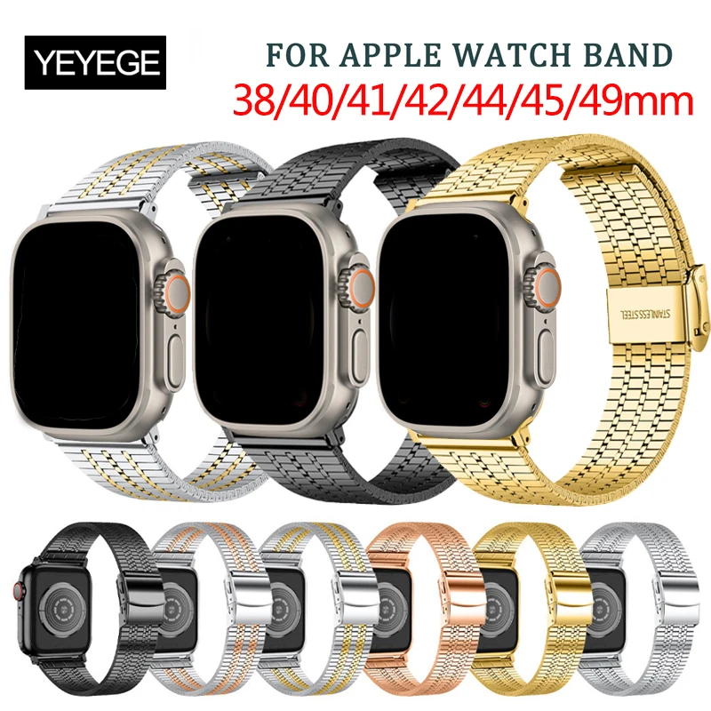 Metal Strap For Apple Watch Band 8 7 45mm 41mm Ultra 49mm Stainless Steel Bracelet For Apple Watch 42mm 38mm 40 44mm SE 6 Strap