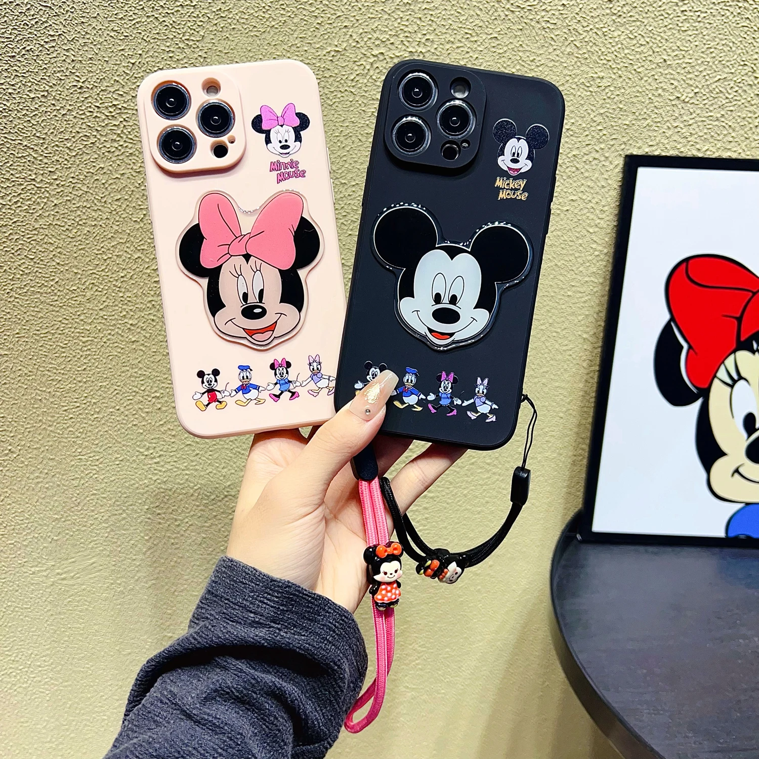 Para Huawei P20 30 40 Mate 10 20 lite Pro Y9s Prime Acrílico Minnie Case Com Corda