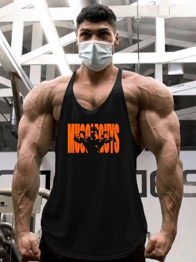 

Мужские хлопковые майки-борцовки Muscleguys с Y-образной спинкой для бега, бодибилдинга, тренировок и фитнеса