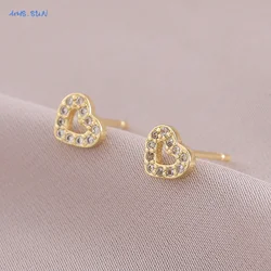 SUNSLL Gold Plated Small Fish Bones Rabbit Stud Earrings Heart/Crown/Star Shiny Cubic Zircon Earring For Women Party Jewelry