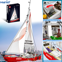 Mould King 10190 Modern Twin-Mast Sailing Ship Building Blocks Toy STEM Educational Exploration Ship Model Kit Kid Creative Gift