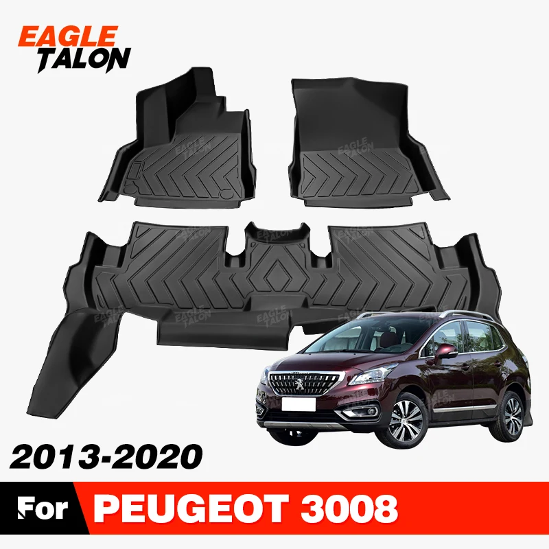 Custom TPE Car Floor Mat For PEUGEOT 3008 2013-2020 19 18 17 16 15 14 Full Carpet Cover Interior Protector Accessories parts