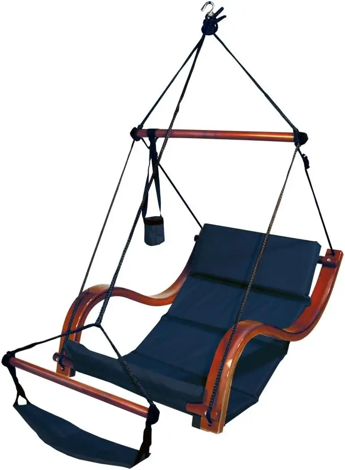 Nami Deluxe Hanging Hammock Lounger Chair In Blue