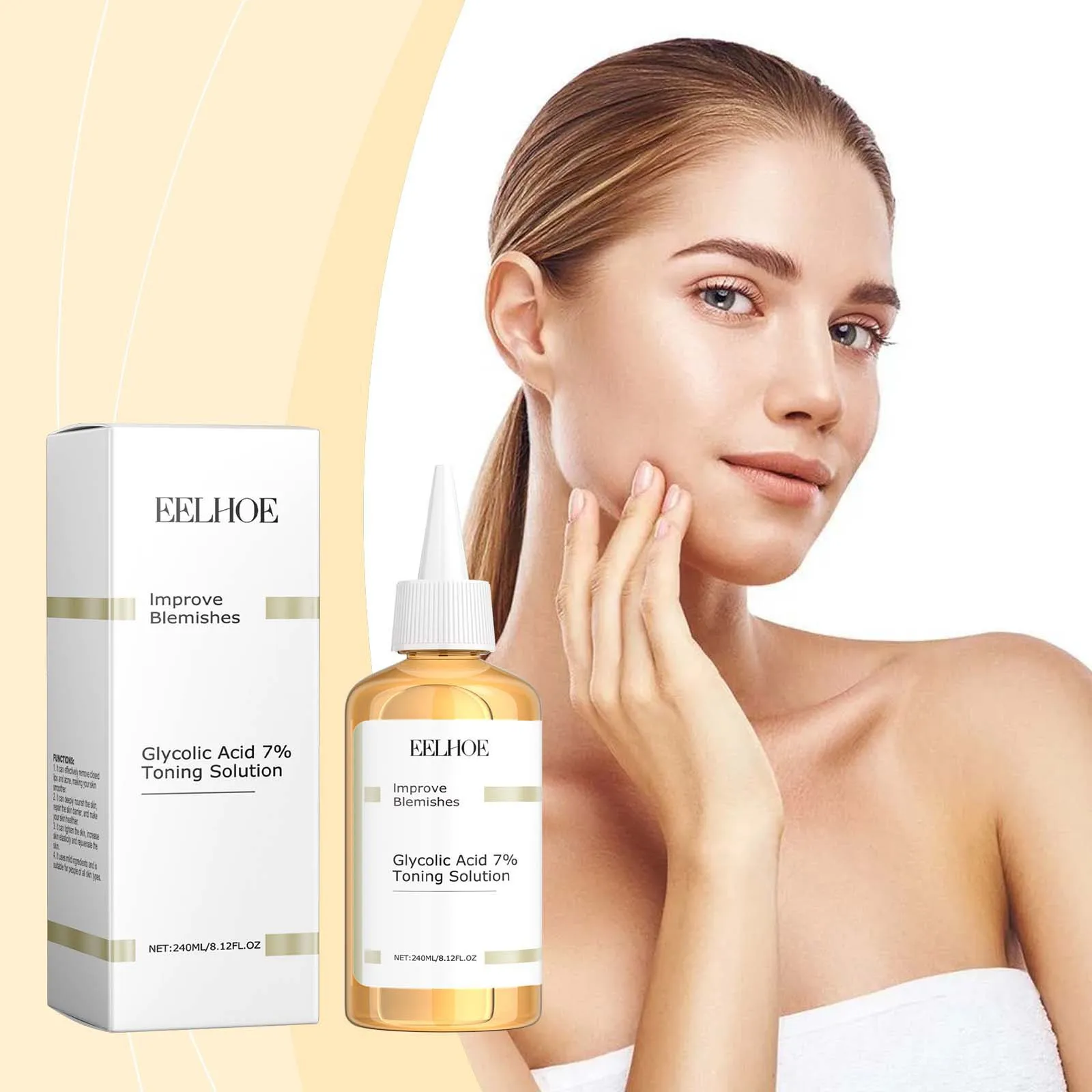 EELHOE  Glycolic Acid 7% Toning Face  Firming Skin Shrink Pores Glow Facial Oil-Control Relieve Dry Skin Care Acid Toner 240ml