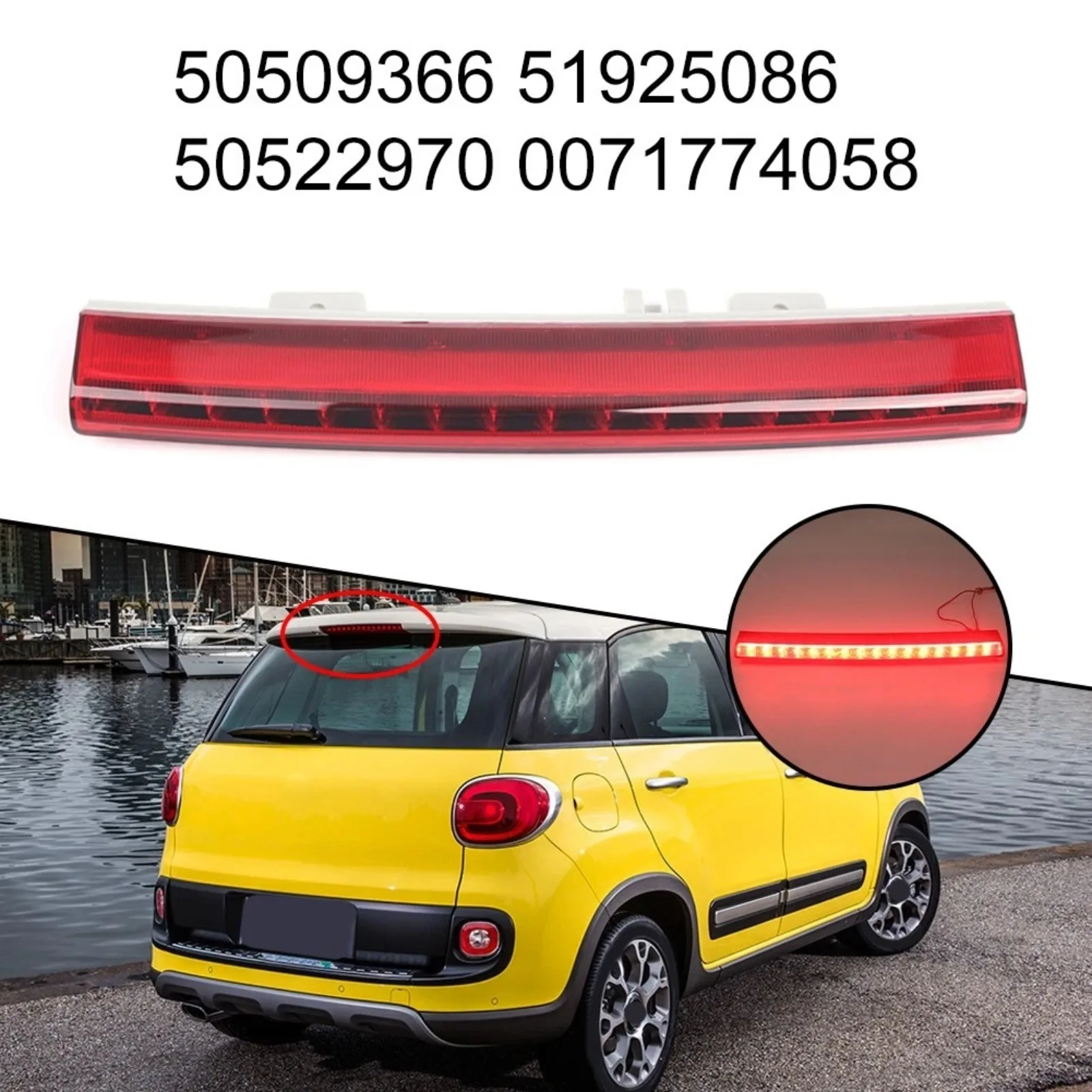 51925086  50522970 For FIAT 500L 2012 - 2018 Red Premium High Mount Brake Warning Light LED Warning Lamp Rear Light Auto Parts