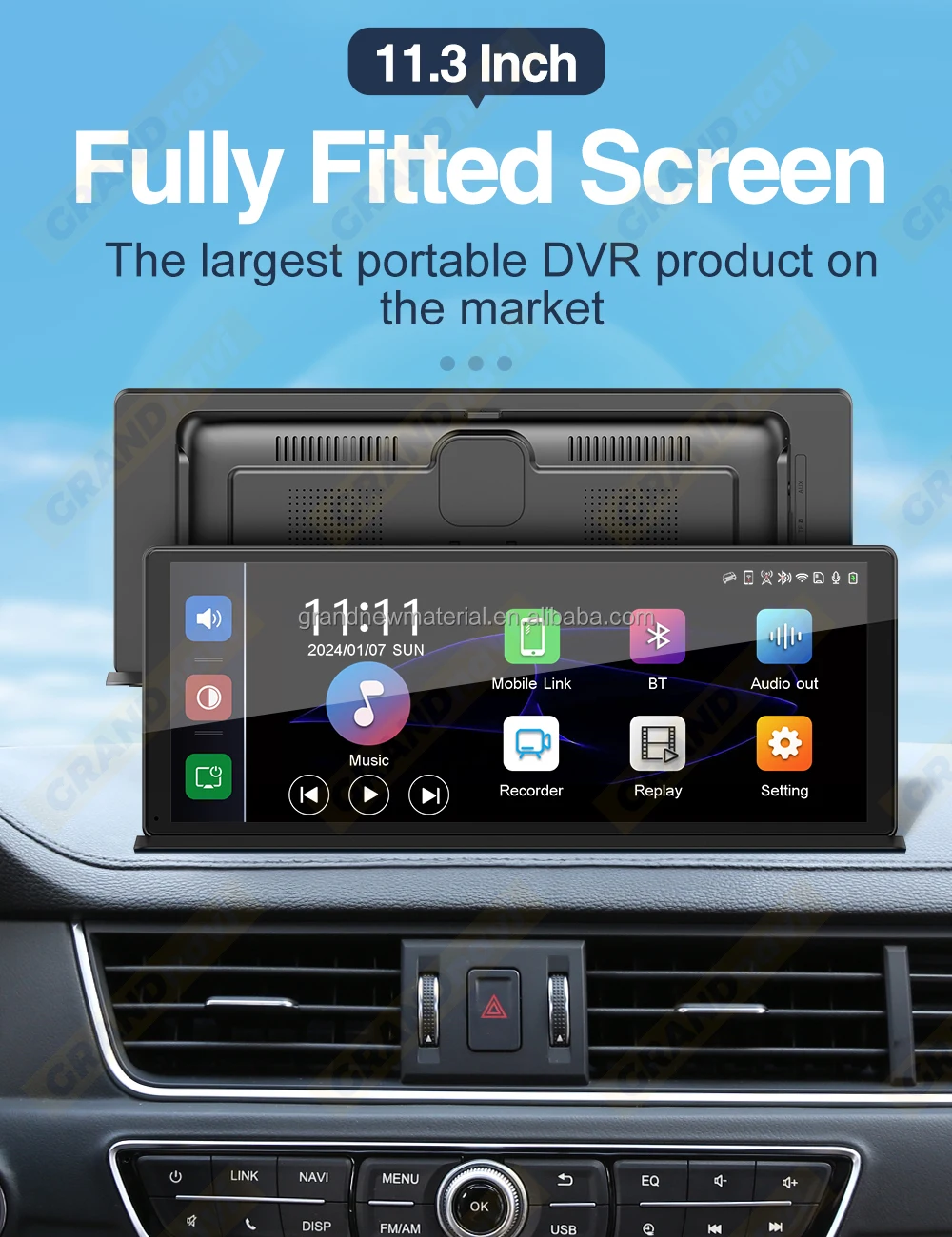 

11.3inch Wireless CarPlay Android Auto Touch Screen BT Music FM Transmission AUX Like for BMW AUDI BENZ Car Display