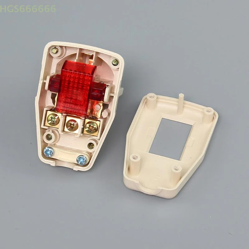 

Rewireable Type E Receptacle Wiring Connector For Appliances 16A 250V EU Power Plug With Red ON/OFF Switch