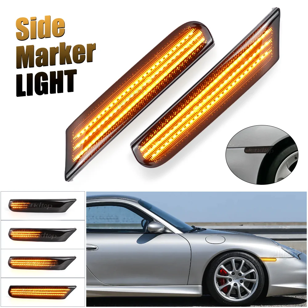 For Porsche 911 Boxster Typ 996 986 Carrera GT2 GT3 1996-2004 Dynamic Amber LED Car Side Marker Turn Signal Blinker Light