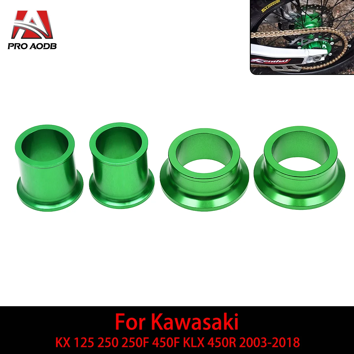 Motocycle CNC Aluminum Front Rear Wheel Hub Spacers For KAWASAKI KX 125 250 2006-2008 250F 450F 2006-2018 KLX 450R 2008-2015 Etc