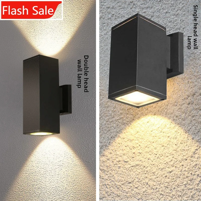 

Modern Waterproof Square Outdoor Wall Light, 10W/20W Aluminum LED Lamp for Villa Hotel Garden, Dual-Head