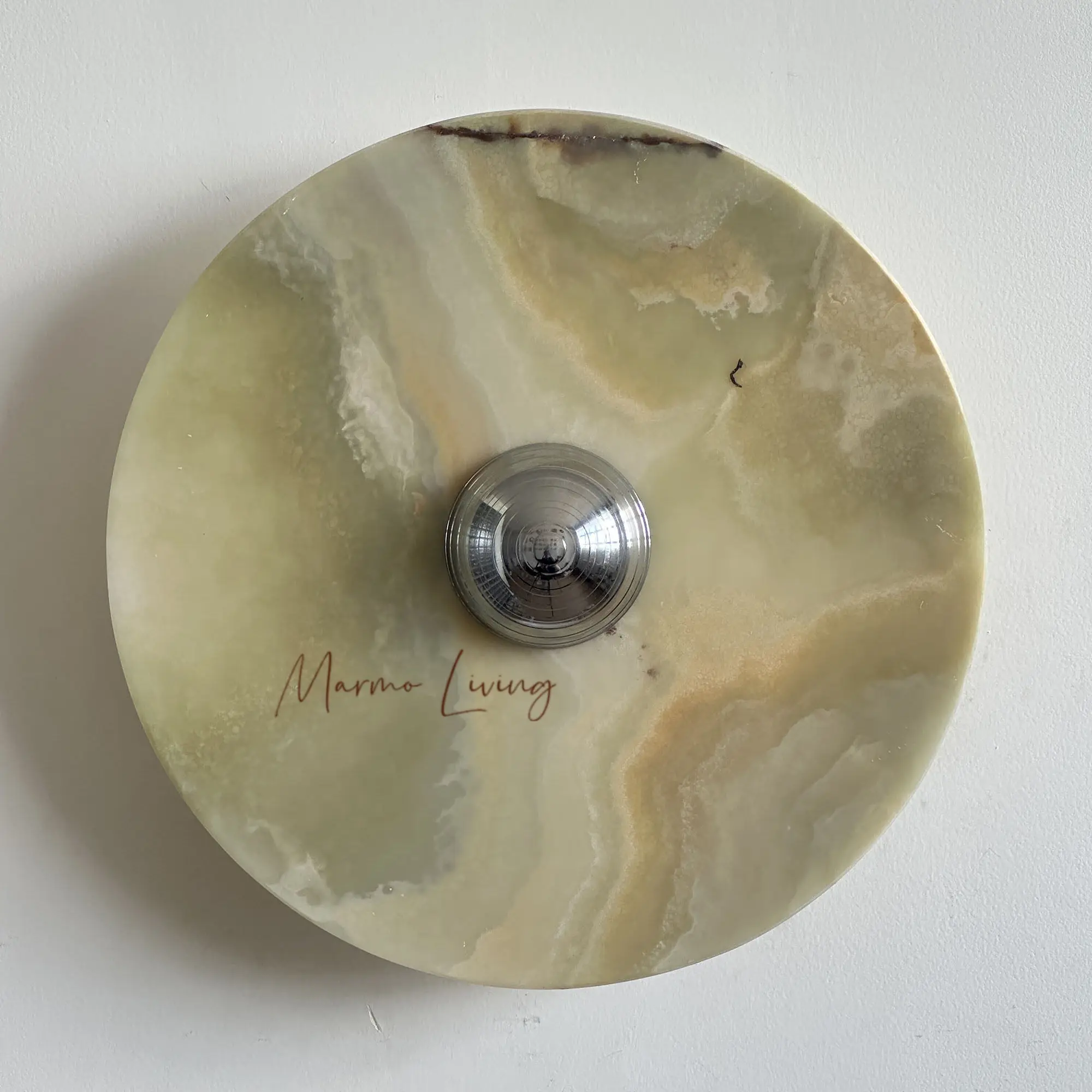 Natural Marble Wall Sconce, French Luxury Green Onyx Wall Lamp Rechargeable Bedside Lamp for Bedroom Living Room