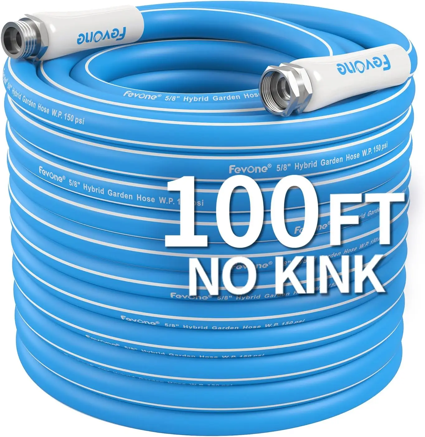 

Kink-Free Garden Hose 100ft, Flexible Heavy Duty Water Hose with 5/8 Inner Diameter, 3/4 Aluminum Fittings