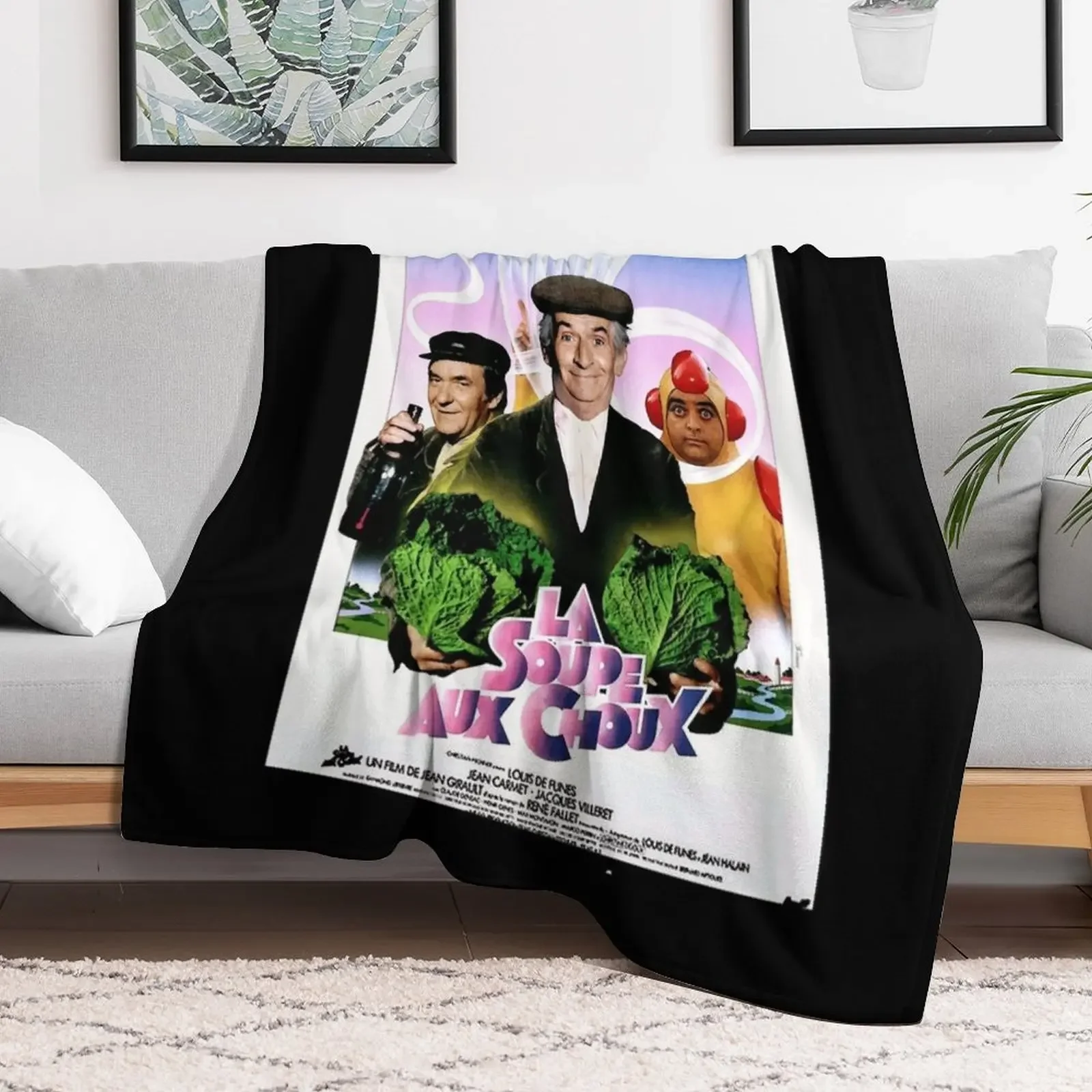 Vintage Soupe Choux The Cabbage Soup 1981 Classic Louis De Funes Comedy Movie Poster Classic Throw Blanket Heavy Blankets