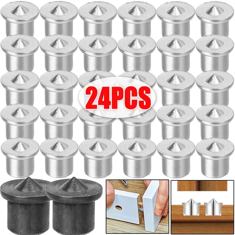 8/24pcs Dowel Drills Centre Points-Pin Wood Timber Marker Hole Tenon Center Locator Woodworking Wood Drill Bit Alignment Tool