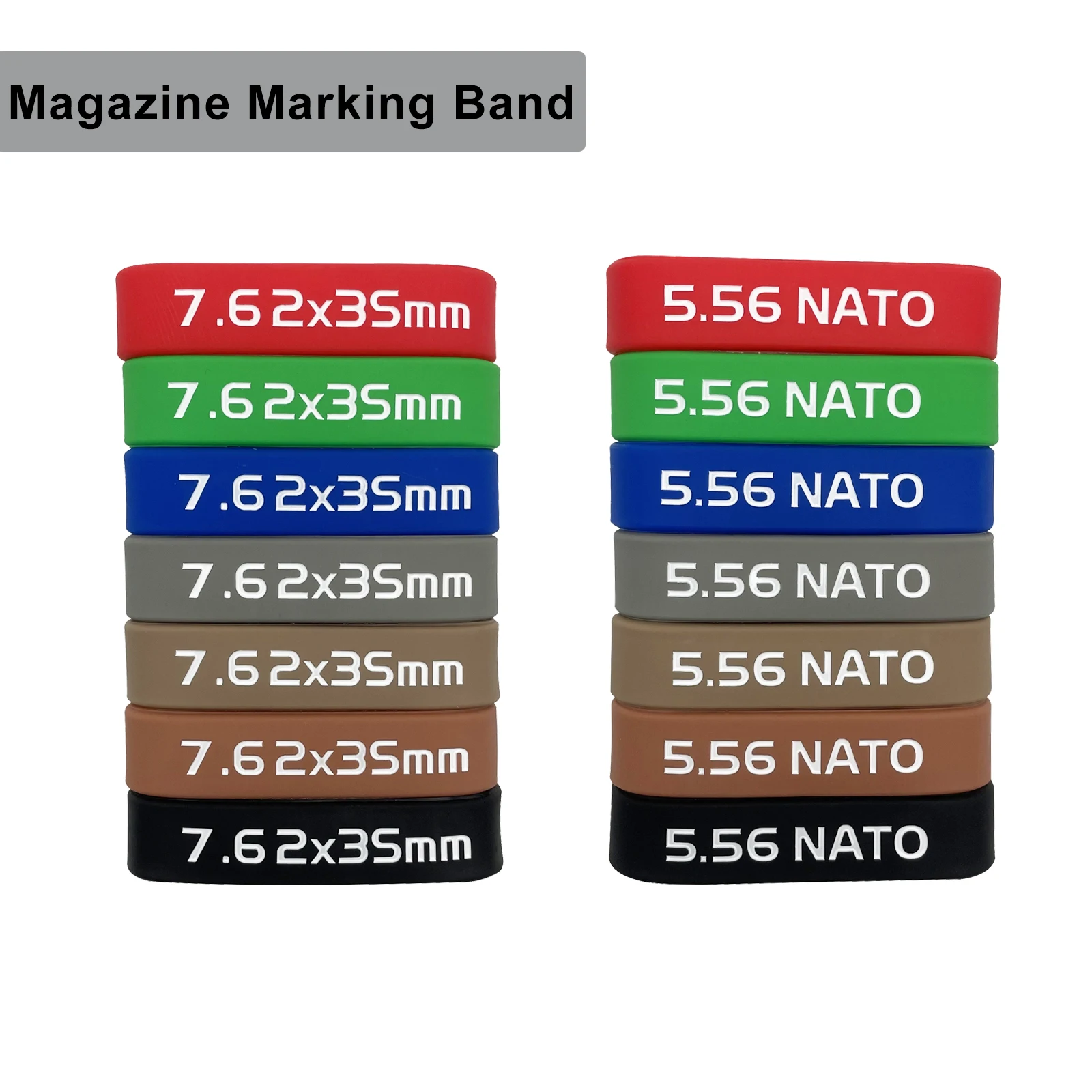 6 Pack Magazine Marking Bands 5.56 Nato 7.62x35mm 300 ACC Blackout Magazine Caliber Identification