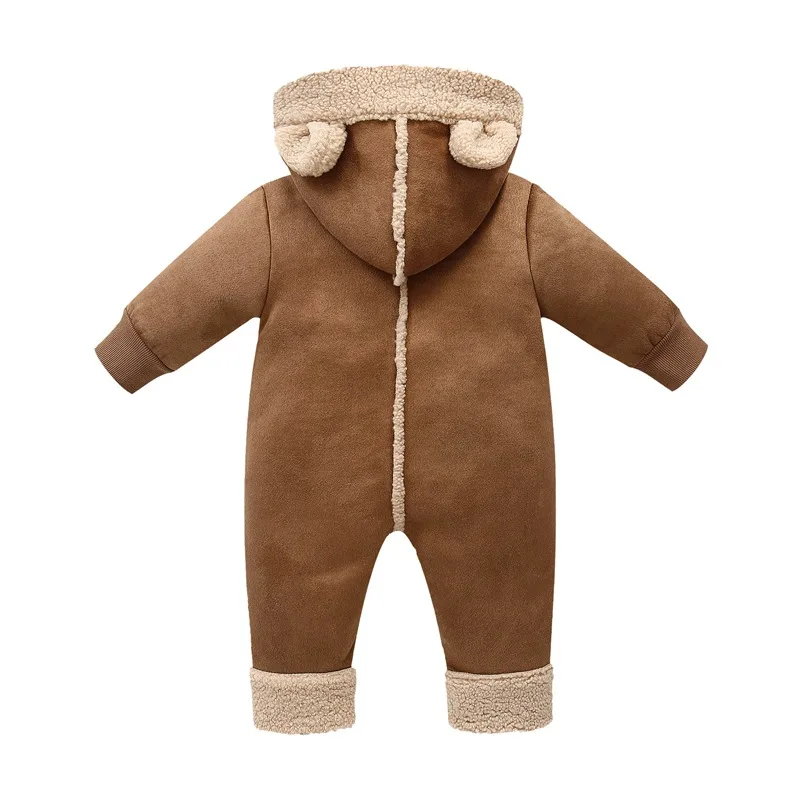 Neonato Inverno Addensare Caldo Pile Pagliaccetti Bambino Con Cappuccio Cerniera Pelliccia Sintetica Tuta Intera Pezzo Abiti Infantili Tuta