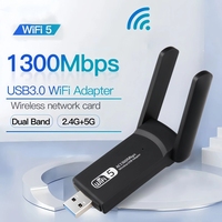 1300Mbps USB 3.0 WiFi Adapter Dual Band 2.4Ghz/5Ghz Wireless WiFi Dongle Antenna USB Ethernet Network Card Receiver For PC