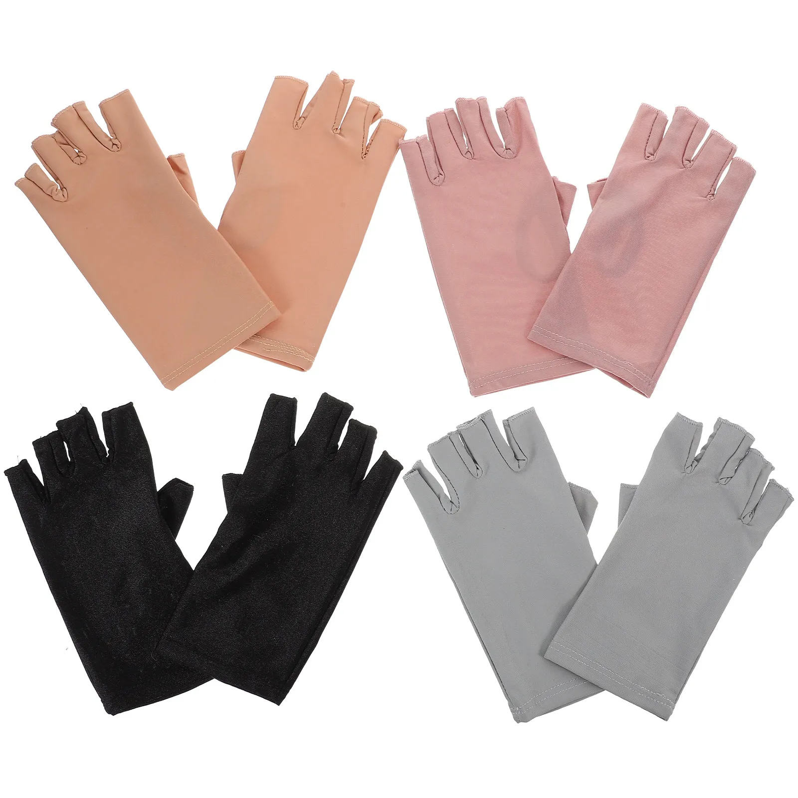 

4Pairs Uv Protection Gloves for Nail Art Gel Manicure Breathable Spandex Comfortable Sunshade Gloves Women Outdoor Fishing