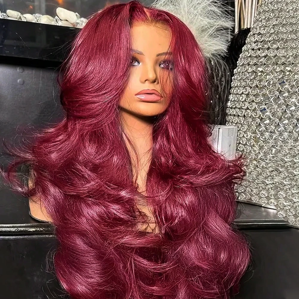الجسم موجة 99J بورجوندي الدانتيل الجبهة الباروكات الشعر البشري 13x4 HD الدانتيل الباروكة الأمامية النبيذ الأحمر اللون 4X4 الدانتيل الجبهة الباروكات قبل قطعها