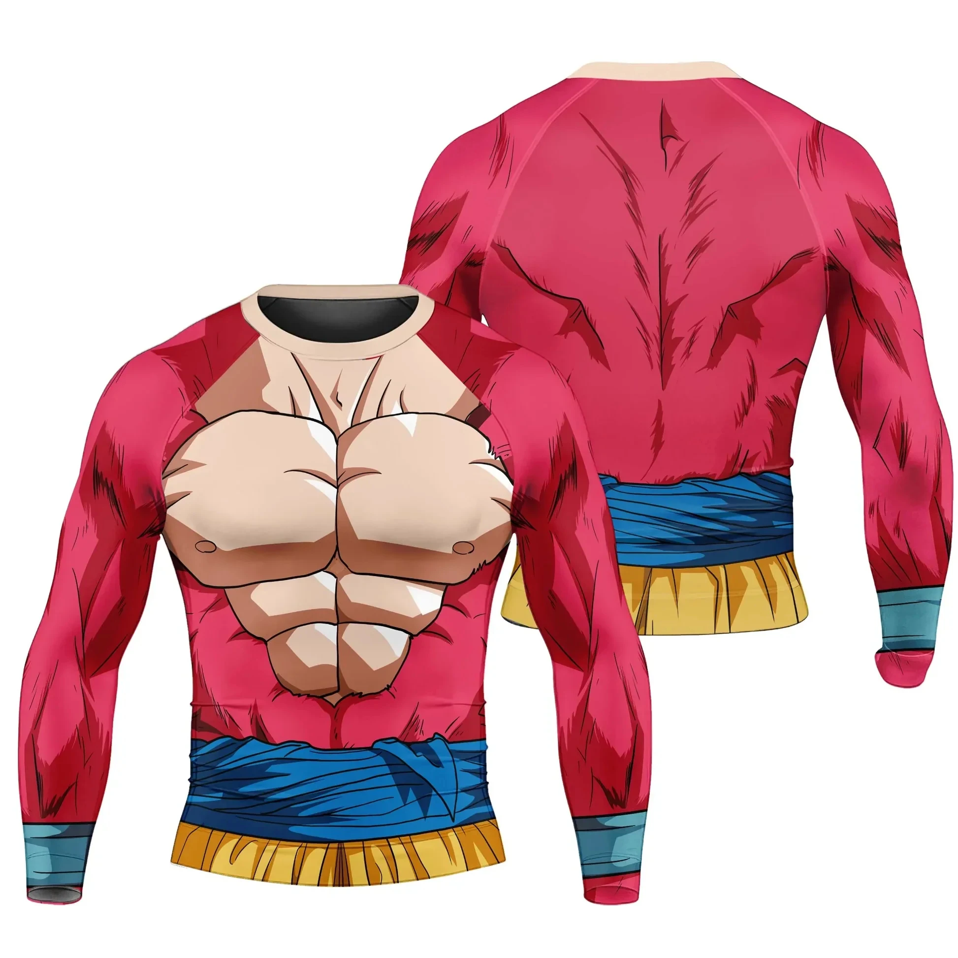 2026 Frühling Herbst Übergroßes Dragon Ball T-Shirt Super Saiyan 4 3D-Druck Atmungsaktives Polyester Retro Loses Langarm-T-Shirt Unisex