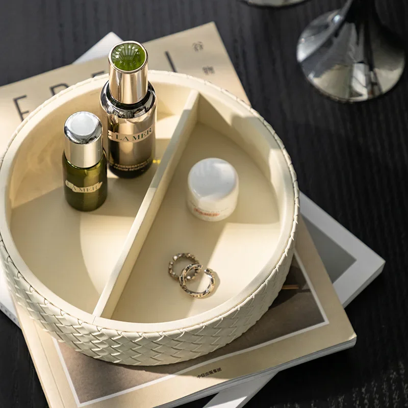 Luxury Nordic Leather Perfume Tray, Vintage Entryway Organizer with Compartments for Jewelry & Fragrances, Desktop Decor