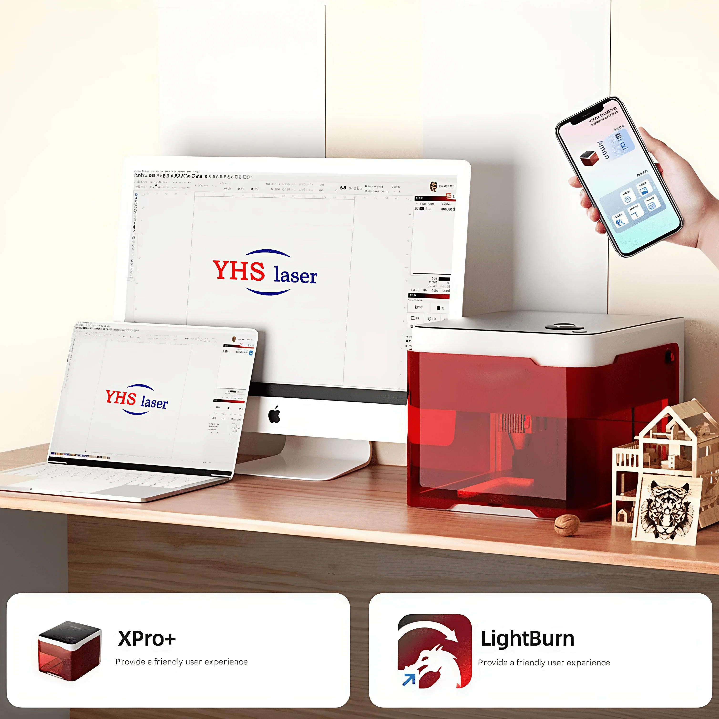 

Gold Seller Mini Smart Desktop Machine 10w Marking Name Logo Machine for Leather Wood