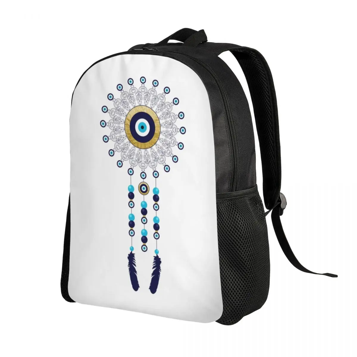 Boho Chic Evil Eye Mandala Dream Catcher Backpack Hamsa Nazar Bohemian School College Travel Bags Bookbag Fits 15 Inch Laptop