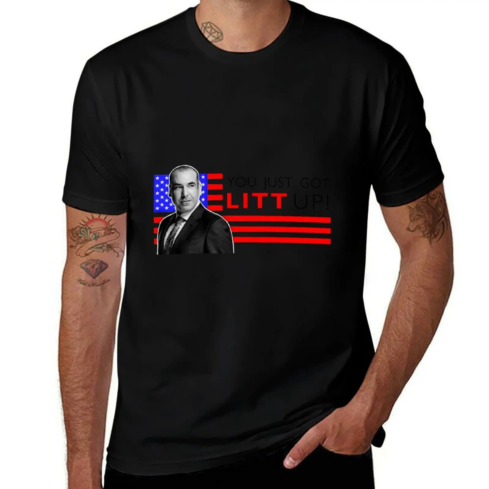

Louis Litt flag T-Shirt Simple Solid Color Crew Neck Tee