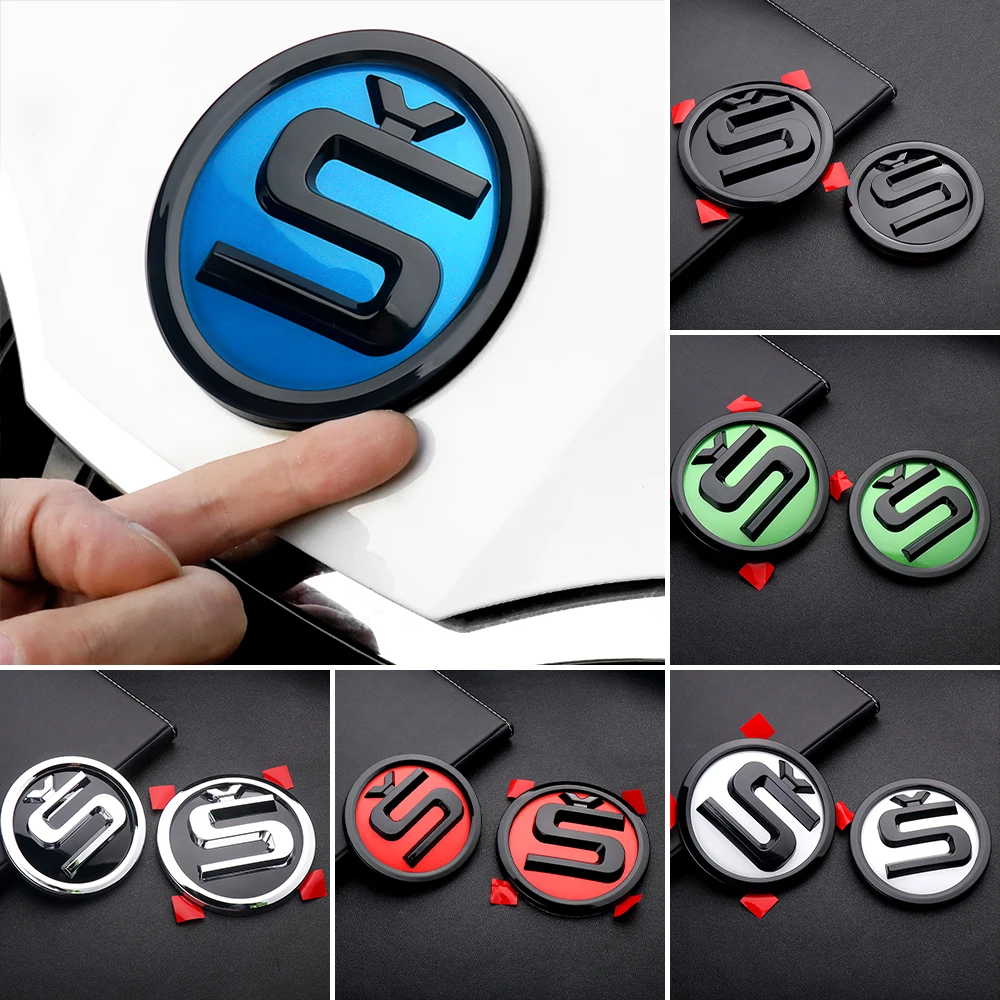 ABS 80/90mm S Badge Car Front Hood Bonnet Trunk Emblem Sticker For Skoda Yeti Octavia a5 a7 Fabia Kodiaq Rapid Karoq Superb 2 3