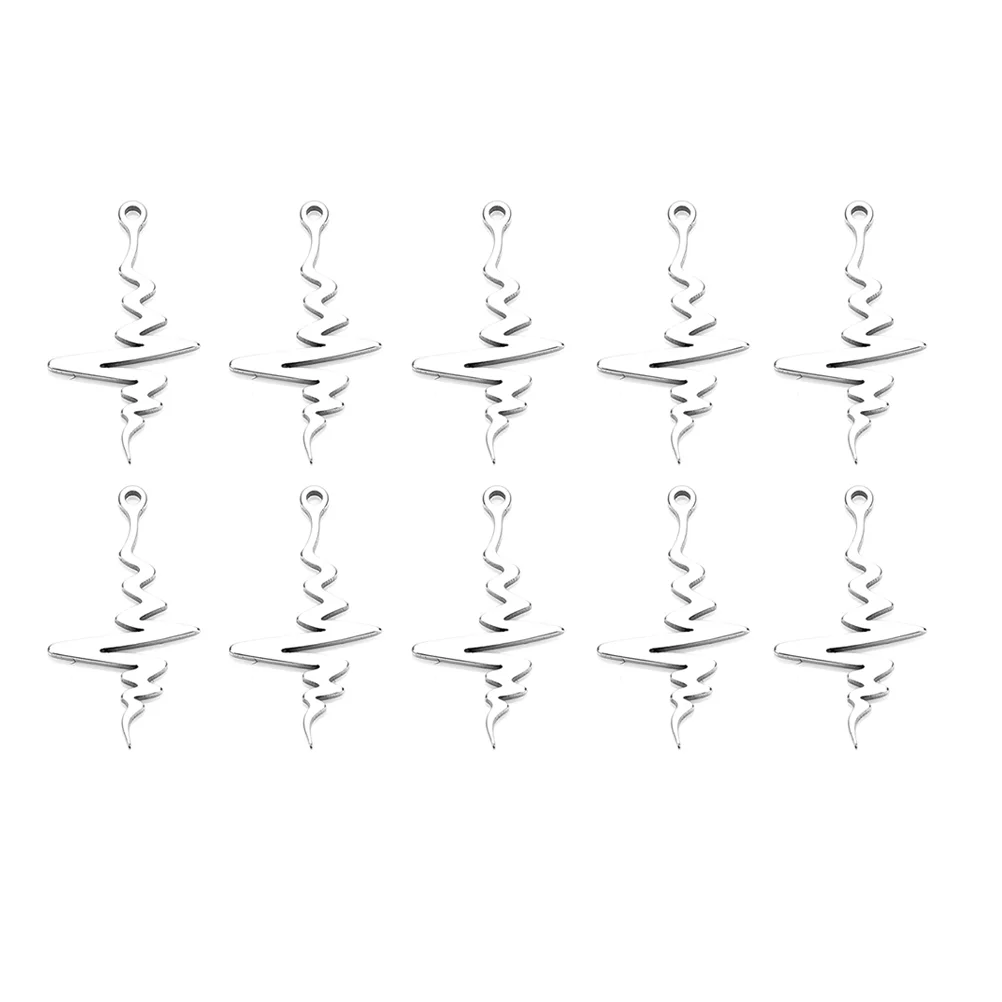 

20pcs Stainless Steel Pendant Electrocardiogram Mini Charms for Jewelry Making Accessories Silver Creative Design Gifts