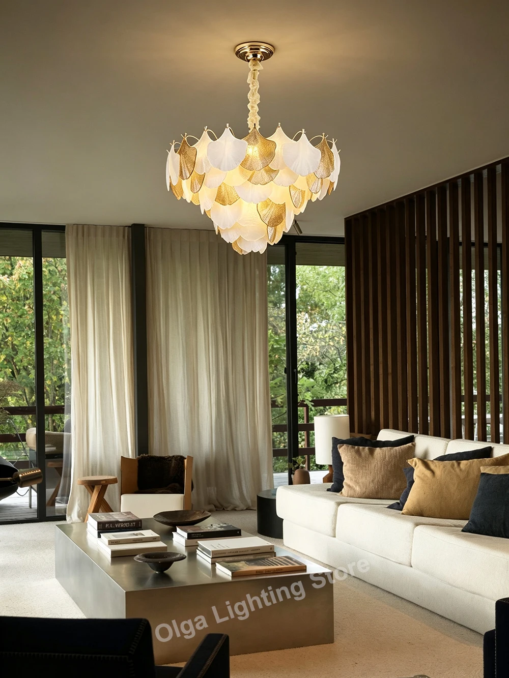 Home Decor Luxury Shell-shape Glass Ceiling Pendant Lights Top Quality Glass Light Fixture for Living Room Upgrade Bedroom Lamp