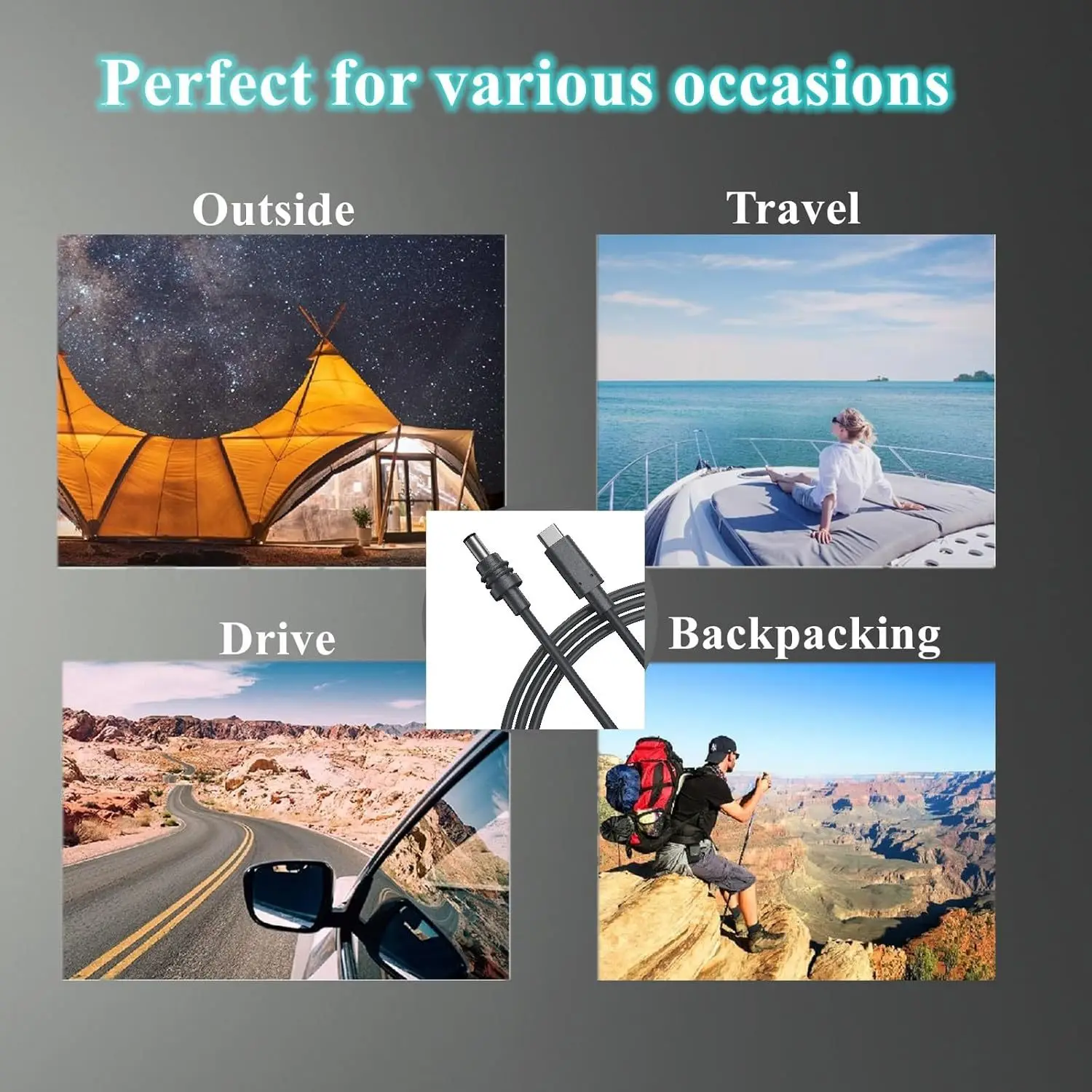 Mini Cable 2MMini DC Power Type-C Input Replacement cable Waterproof Outerdoor Barrel Jack Chargin