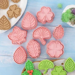 8Pcs Tropical Leaf Cookie Cutter Palm Leaf Stamp Type Biscuit Baking Mold Hawaiian Summer Cookies Molds Kid Bakeware Supplies