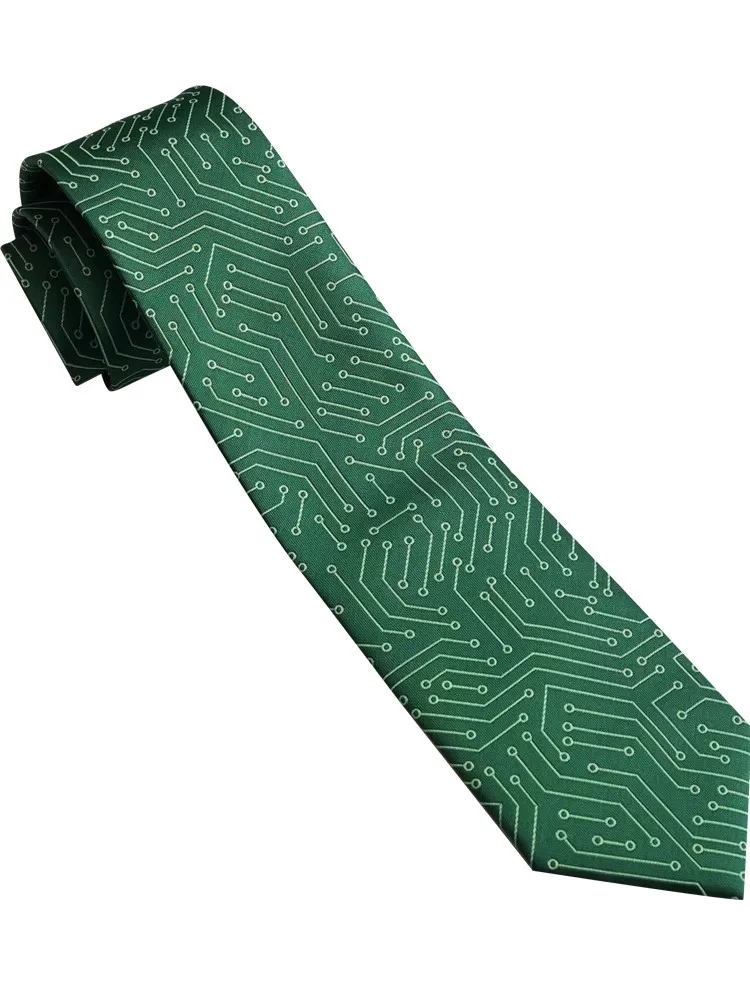 New Male men\'s fashion Original [Green Circuit Board] Science Student Tie Personalized Literary Fun College Adult Green Necktie