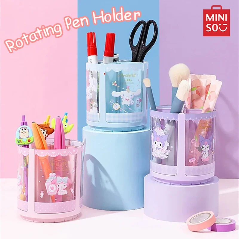 MINISO portapenne originale serie Sanrio portapenne rotante simpatico cartone animato Kuromi Melody decorazione regalo Back-To-School Kawaii nuovo