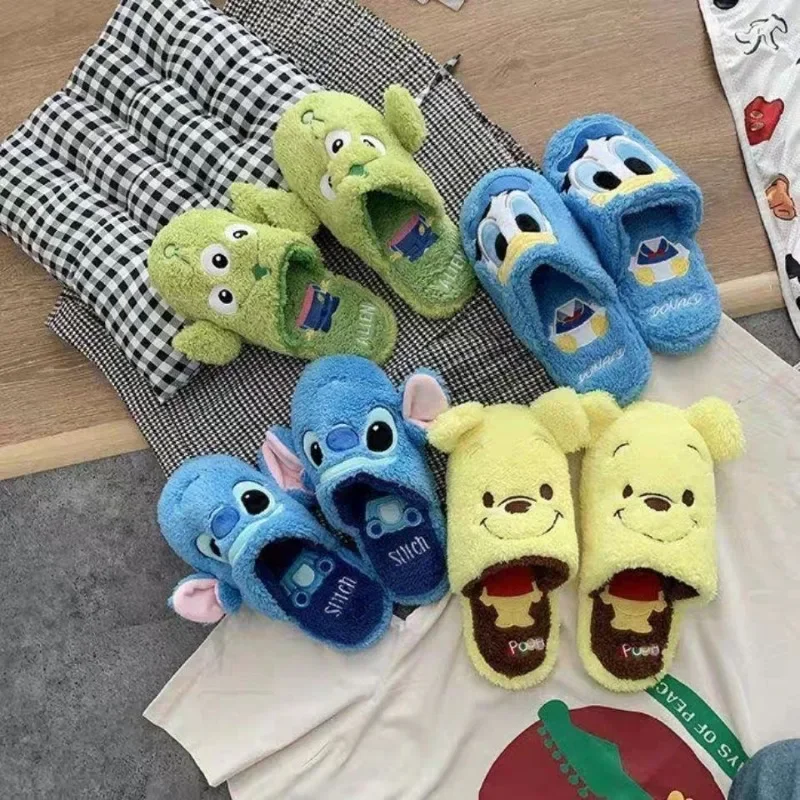 

New cute cartoon Stitch Donald Duck animation peripheral autumn and winter men and women plush home indoor warm couple slippers