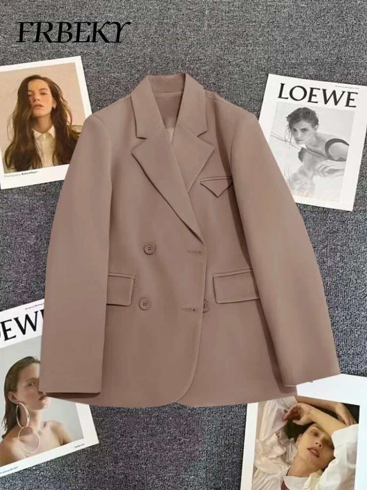 سترة نسائية صغيرة بصفين الصدر ، موضة كورية ، بدلة ترفيهية ، سترة أحادية اللون ، ملابس ، ربيع ، خريف ، جديد