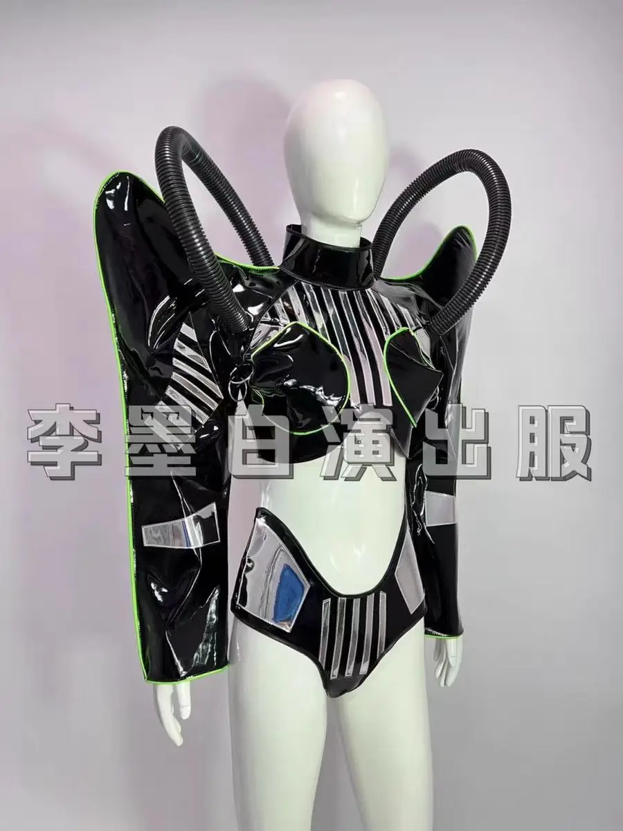 Nieuw gasmasker leer konijn technologie buitenaards sexy set bar nachtclubzangeres dansteam prestatiekleding feestthemashow