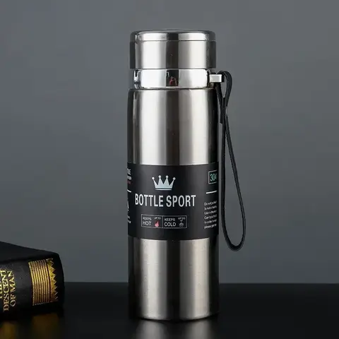 Bouteille d'eau thermique en acier inoxydable à double paroi HTMCK, thermos isolé sous vide pour café, thé, usage au bureau, anti-fuite