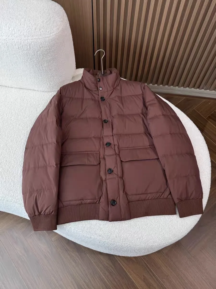 

Warmth Du down Jaet Collar Button Decoration Old Money Sle Men's Faion Autumn Winter Thiened White Du Feather Coat