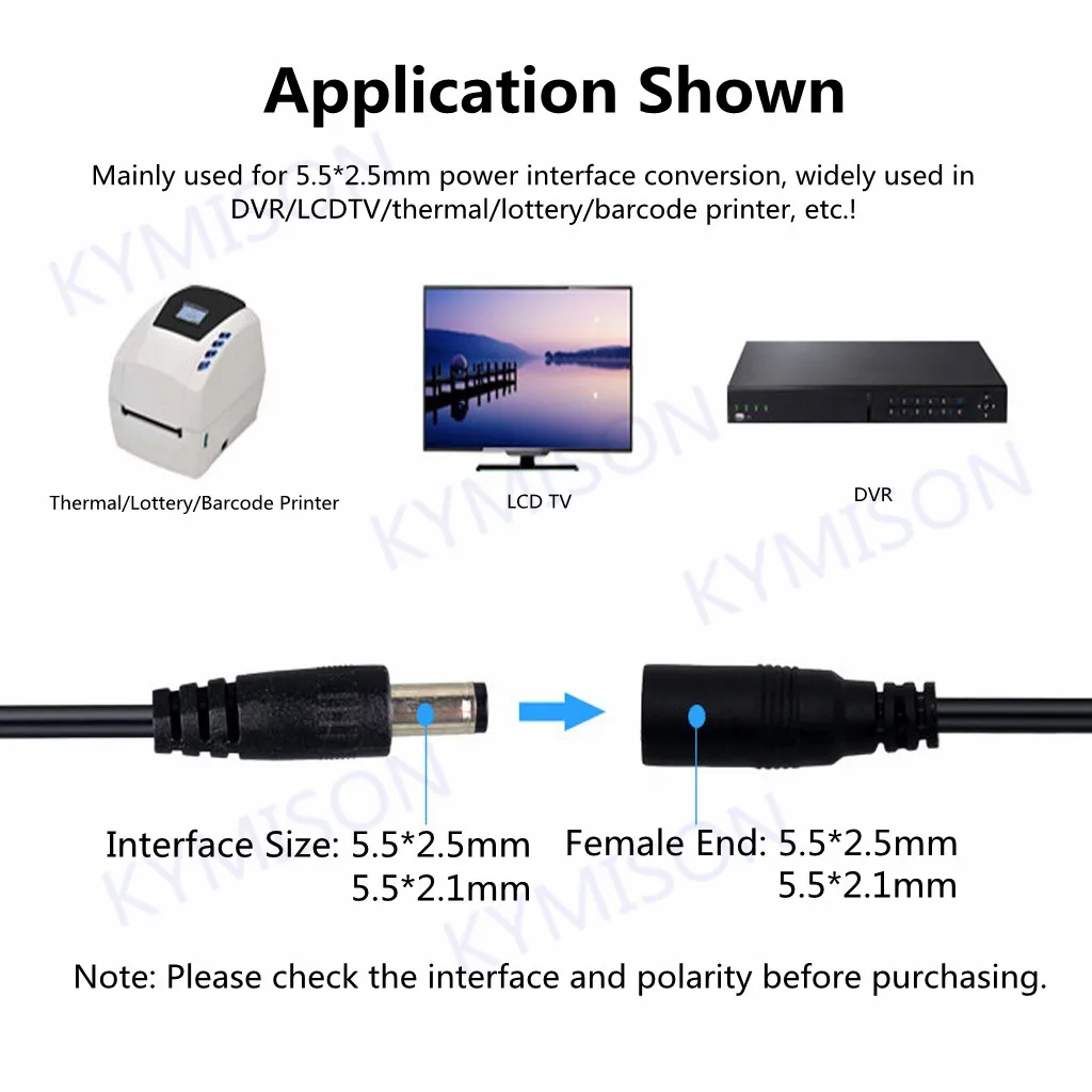 Female 5.5*2.5mm to male 3-Pin / 4-Pin Cable Lead For SATO TG-5011-19V-ES Just a 4-Pin cable For TV LCD VCR power supply