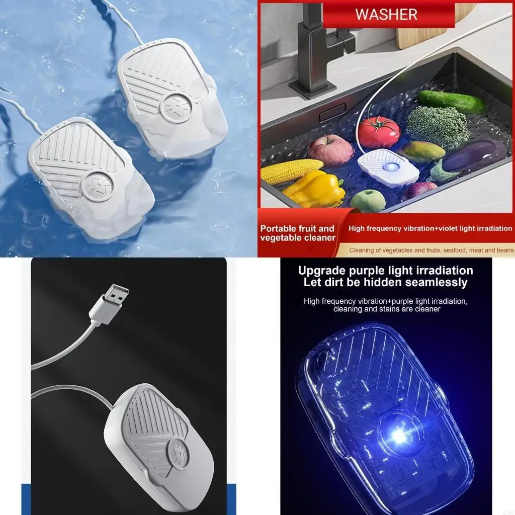 Portable Ultrasonic Vegetable Cleaner USB Rechargeable Fruit Purifier Washing Machine Sterilizer Cleaner Device Q5WC