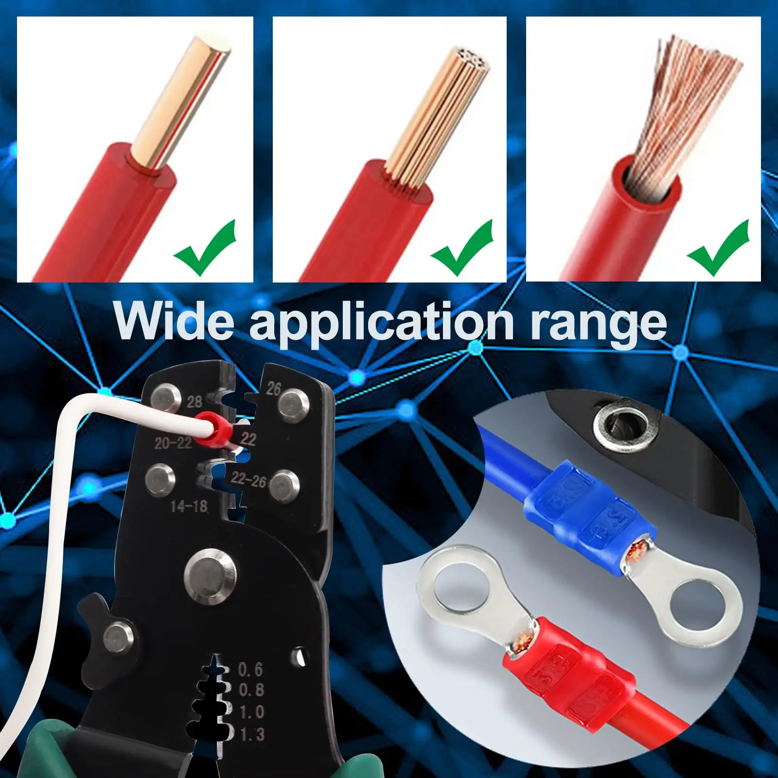 220/110 Stück Ringkabelschuhe, isolierte O-Typ-Crimpklemmen, M3-M8, 22-10 AWG, sortierte isolierte Kabelverbinder für elektrische Leitungen – Detail 3