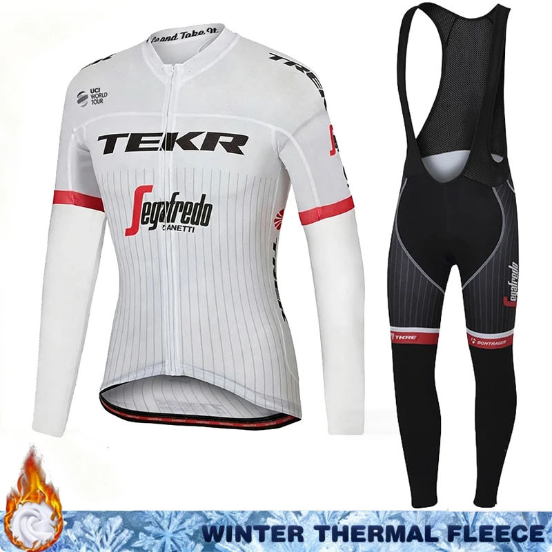 بدلة ركوب الدراجات للرجال بأكمام طويلة من الجيرسيه الحراري TEKR زي رجل ملابس صوف حراري 2026 طقم ملابس ركوب الدراجات الشتوية مريلة رجالي