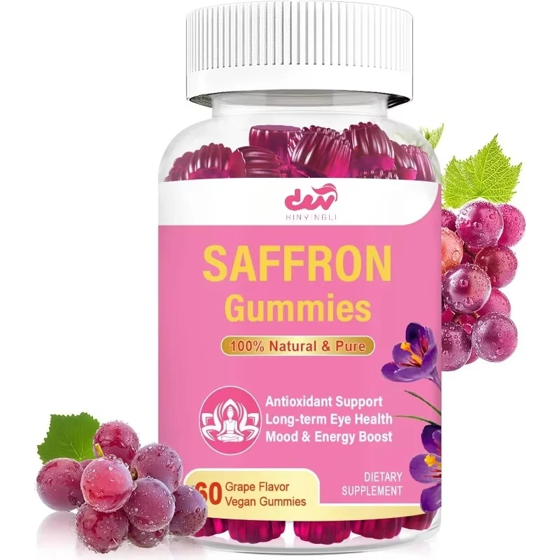 

Natural sugar free gummies, containing saffron extract, magnesium GABA、 Rhodiola rosea - Vision and energy support - Non GMO