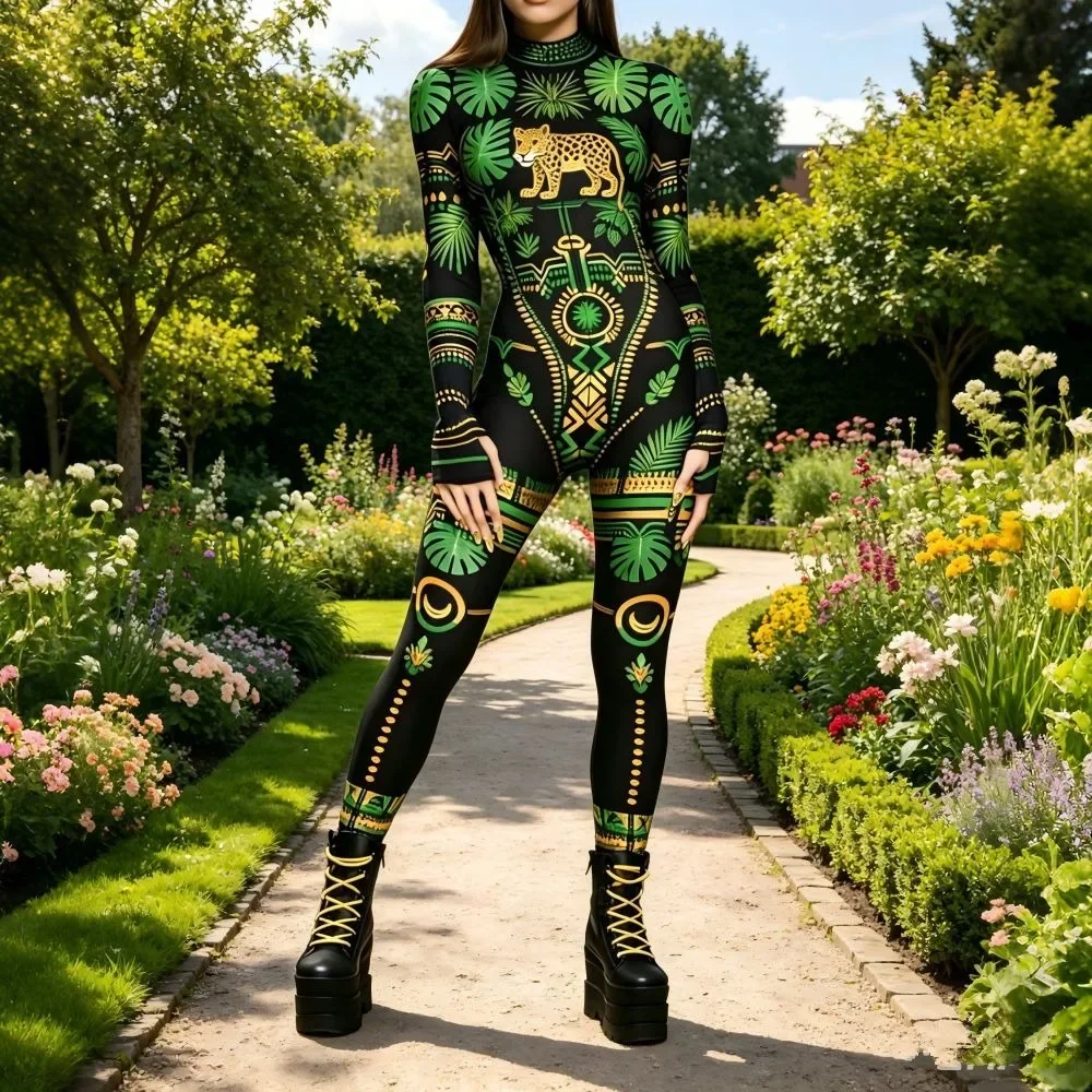 Women's Sexy Robot Punk Cyberpunk Jumpsuit Catsuit Cosplay Costume Skeleton Steampunk Zentai Bodysuit for Halloween - view 6