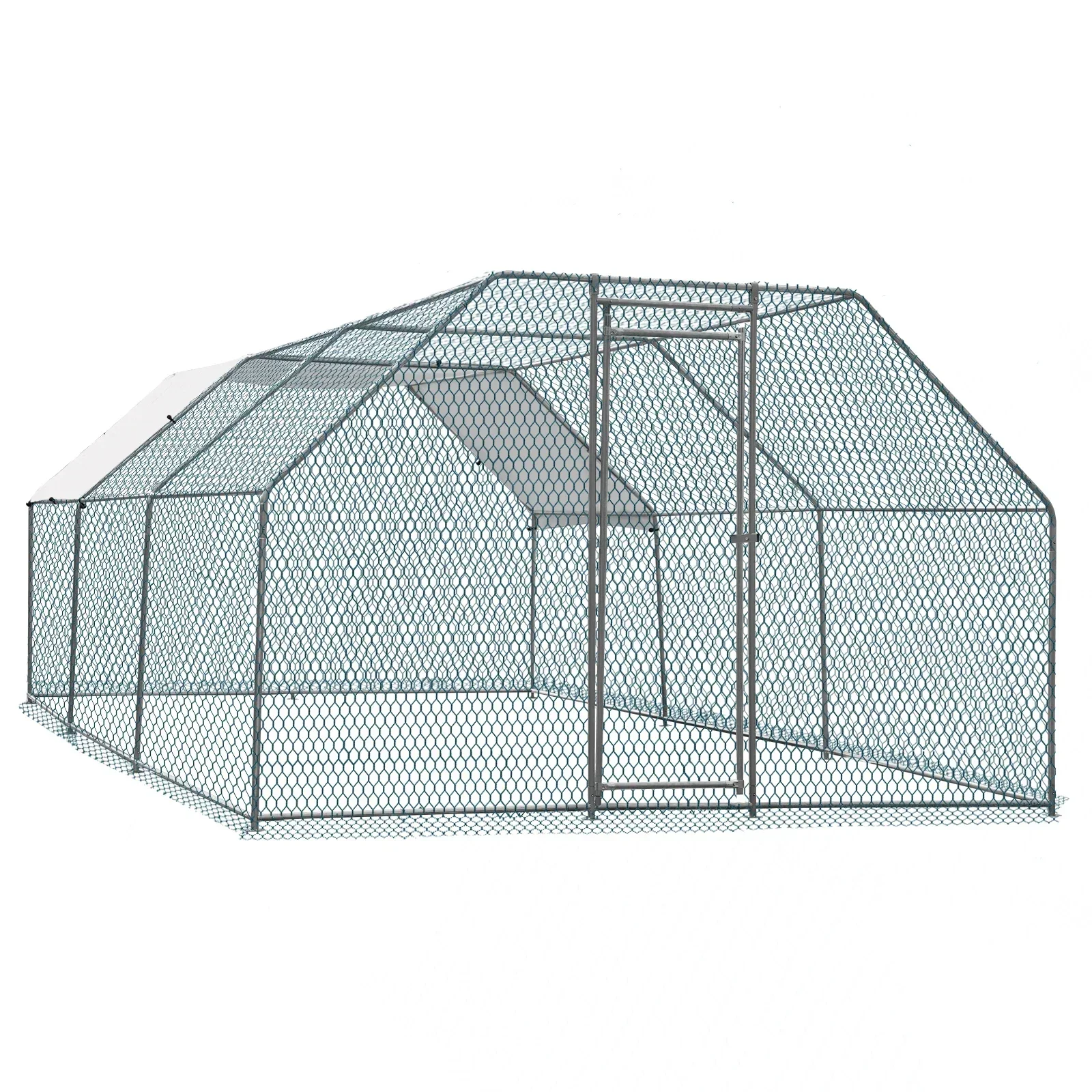 

Large Metal Chicken Coop Upgrade Tri-Supporting Wire Mesh Chicken Run,Chicken Pen with Water-Resident and Anti-UV Cover