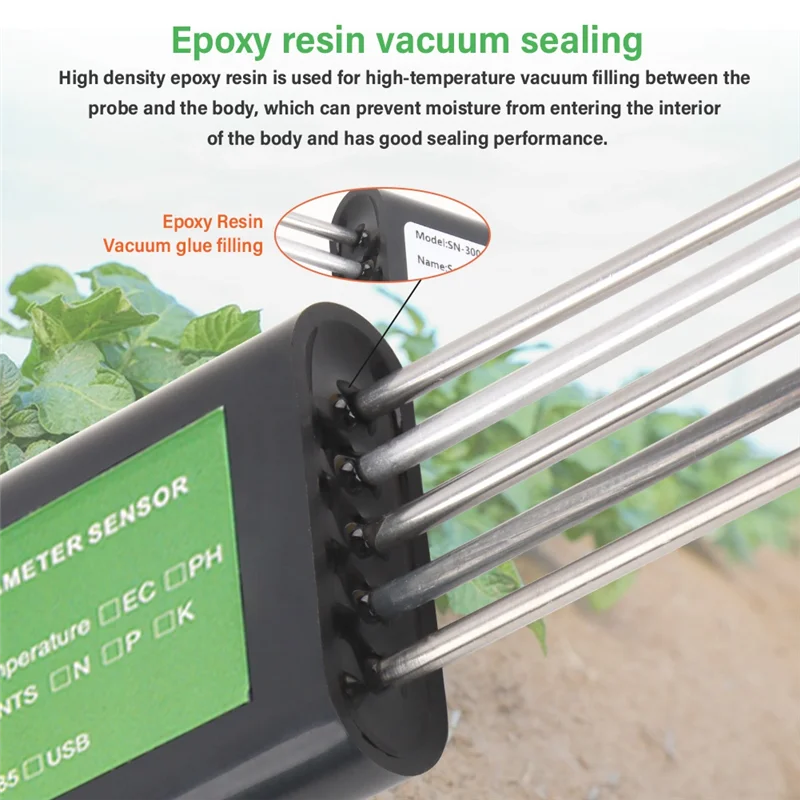 

A88E-Soil Moisture Tester PH Meter Soil Analyzer USB Smart Garden Soil Nutrient Sensor For Android Home For Greenhouse Farmer